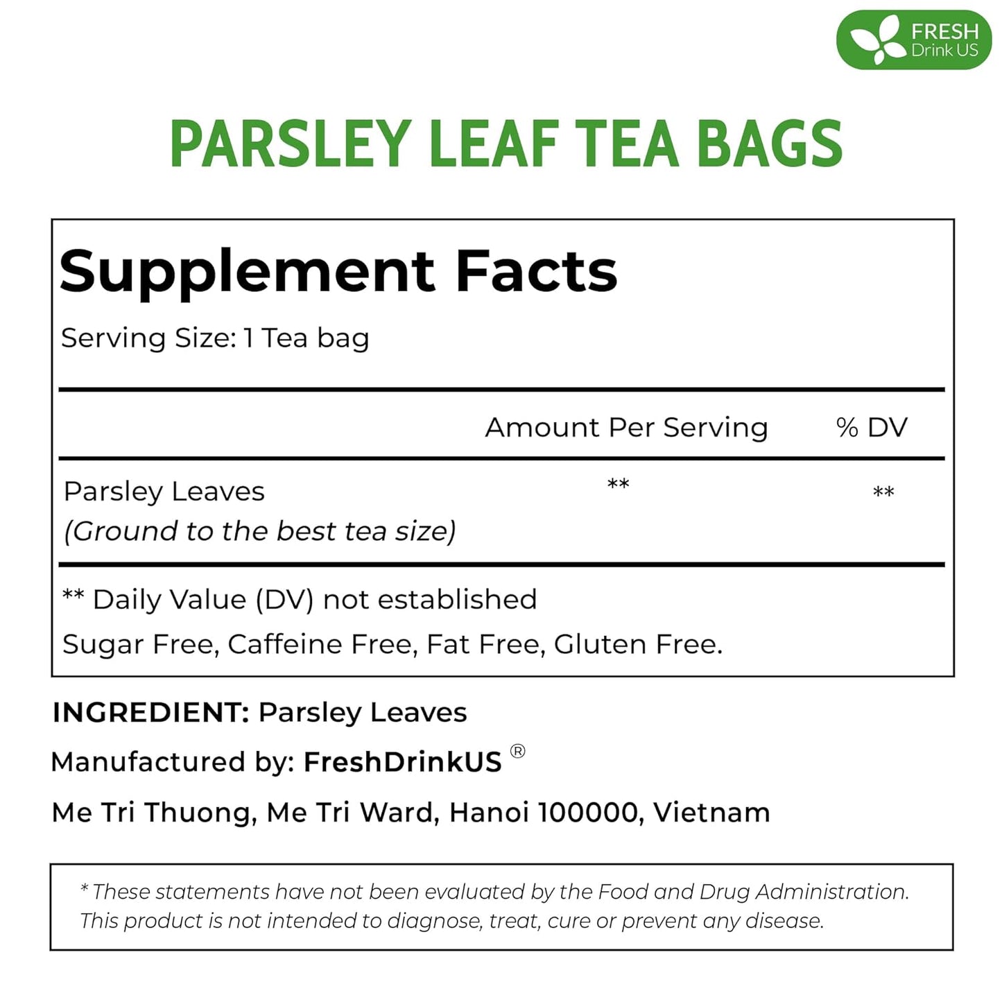 Premium Parsley Leaf Tea Bags - 100% Natural & Pure