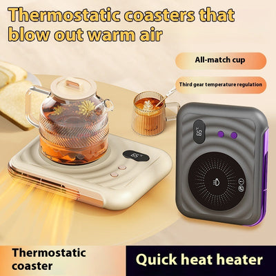 Two-in-One Warm Air Blower Desk Thermal Cup Pad