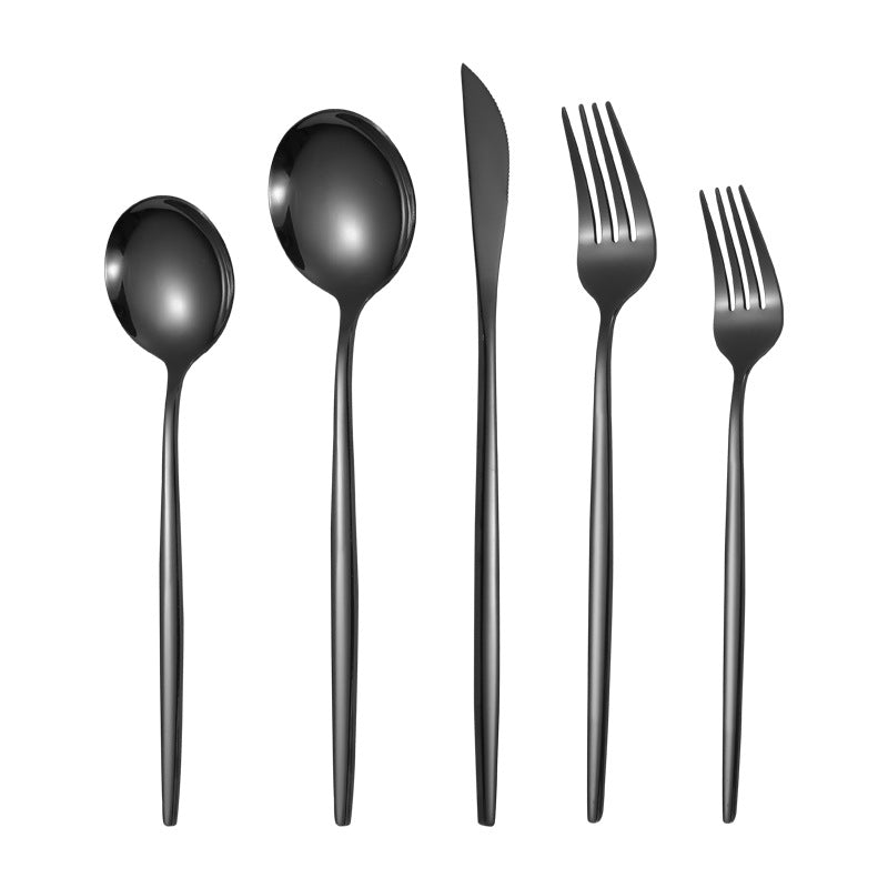 Portuguese Stainless Steel Knife Fork Spoon Golden Steak Knife Fork Set Four-Piece Tableware Set - Korvel