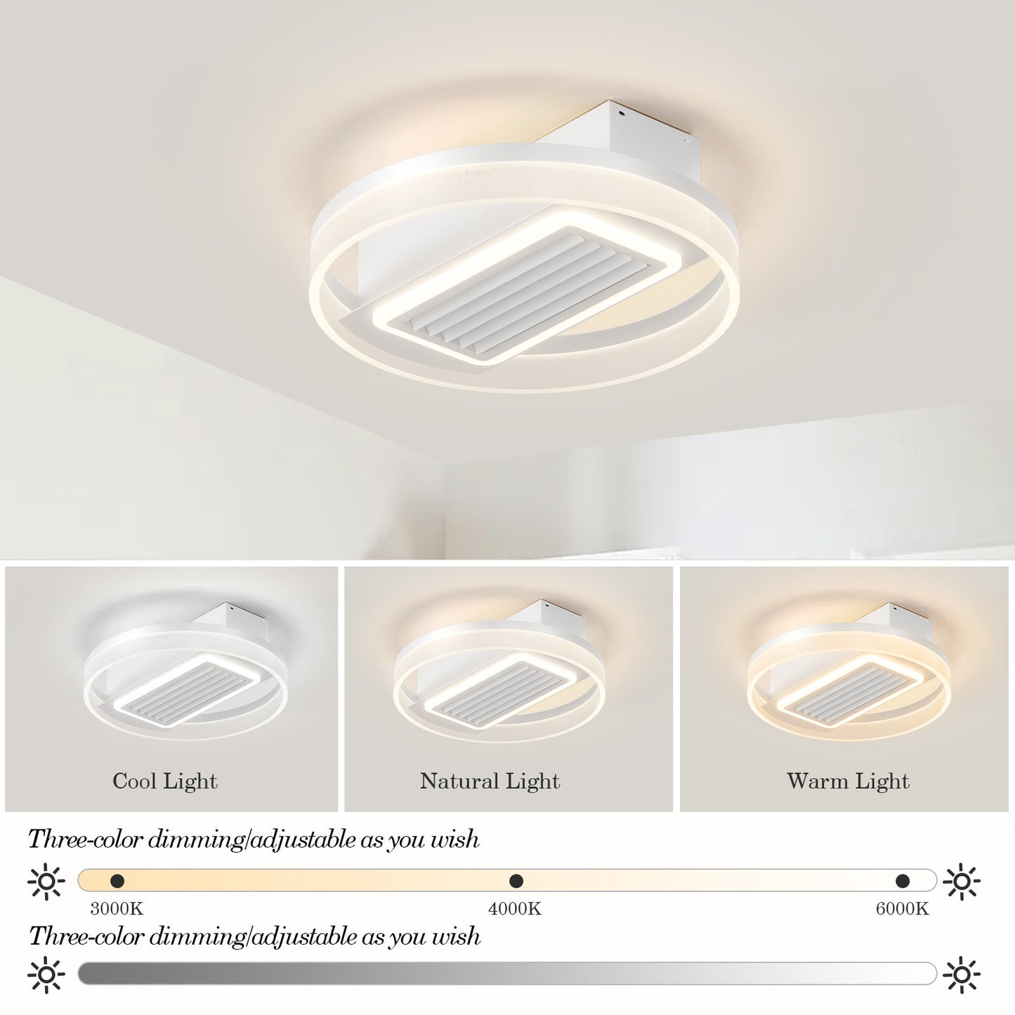 Lampe de ventilateur sans pales avec lumières LED dimmables