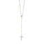 Collar de cadena de rosario de plata esterlina de tres tonos