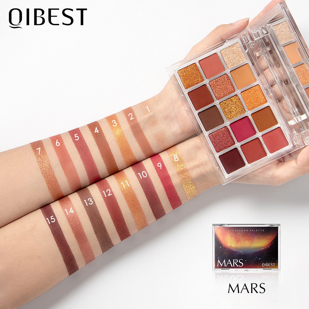 QIBEST Sombra de Ojos Estrellada - 15 Tonos Perlescentes Terrosos