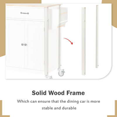 Kitchen Island Cart with Solid Wood Top and Locking Wheels 54.3 Inch Width  (White) - Korvel