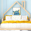 Full Size Wood Floor Bed with House-shaped Headboard  Natural - Korvel