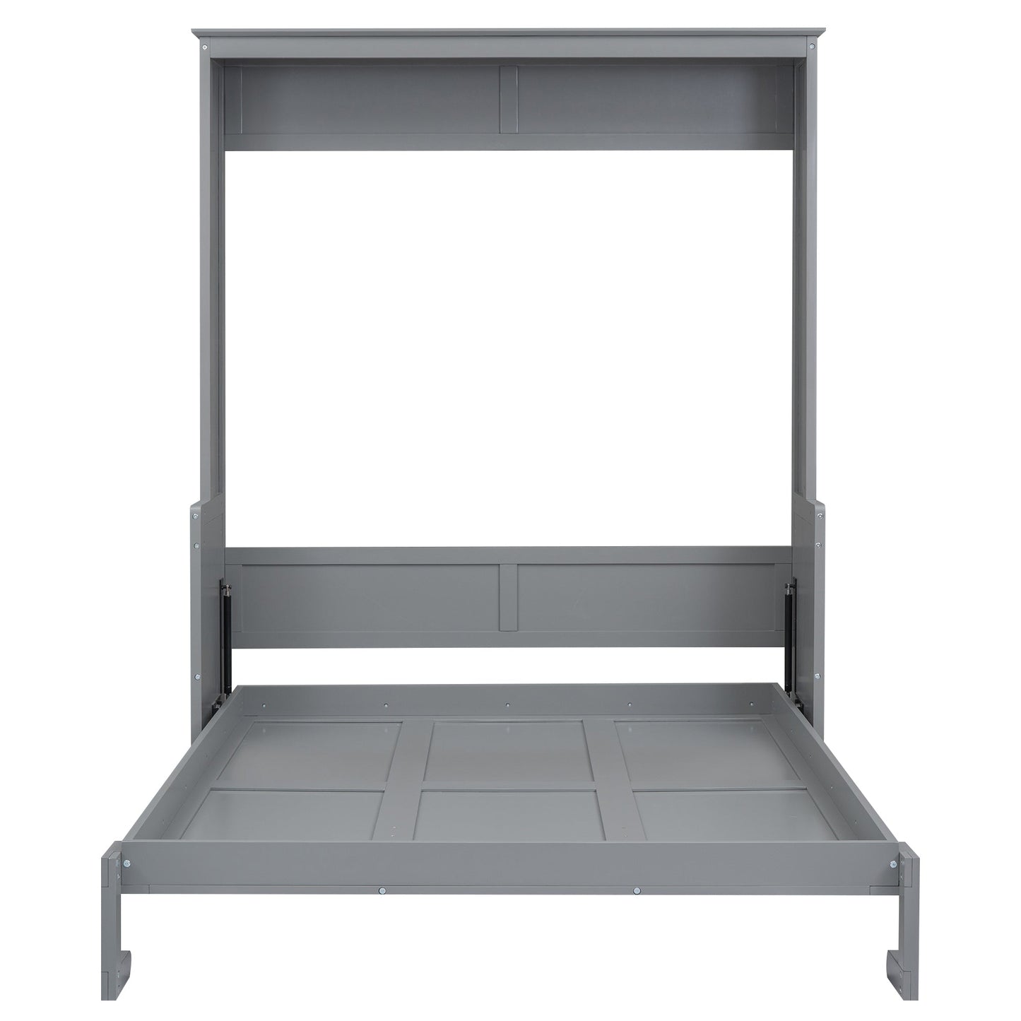 Queen Size Murphy Bed with a Shelf, Gray - Korvel