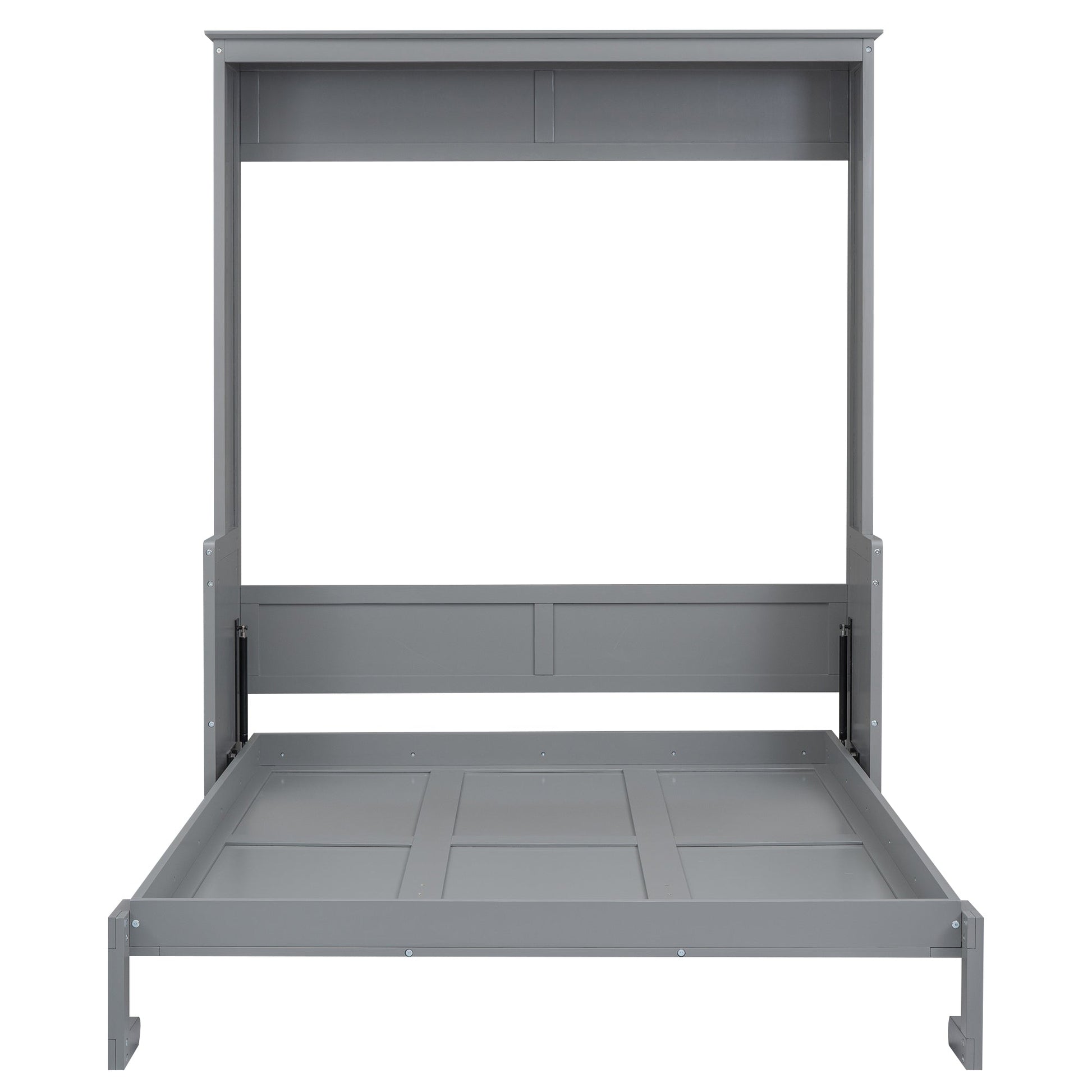 Queen Size Murphy Bed with a Shelf, Gray - Korvel