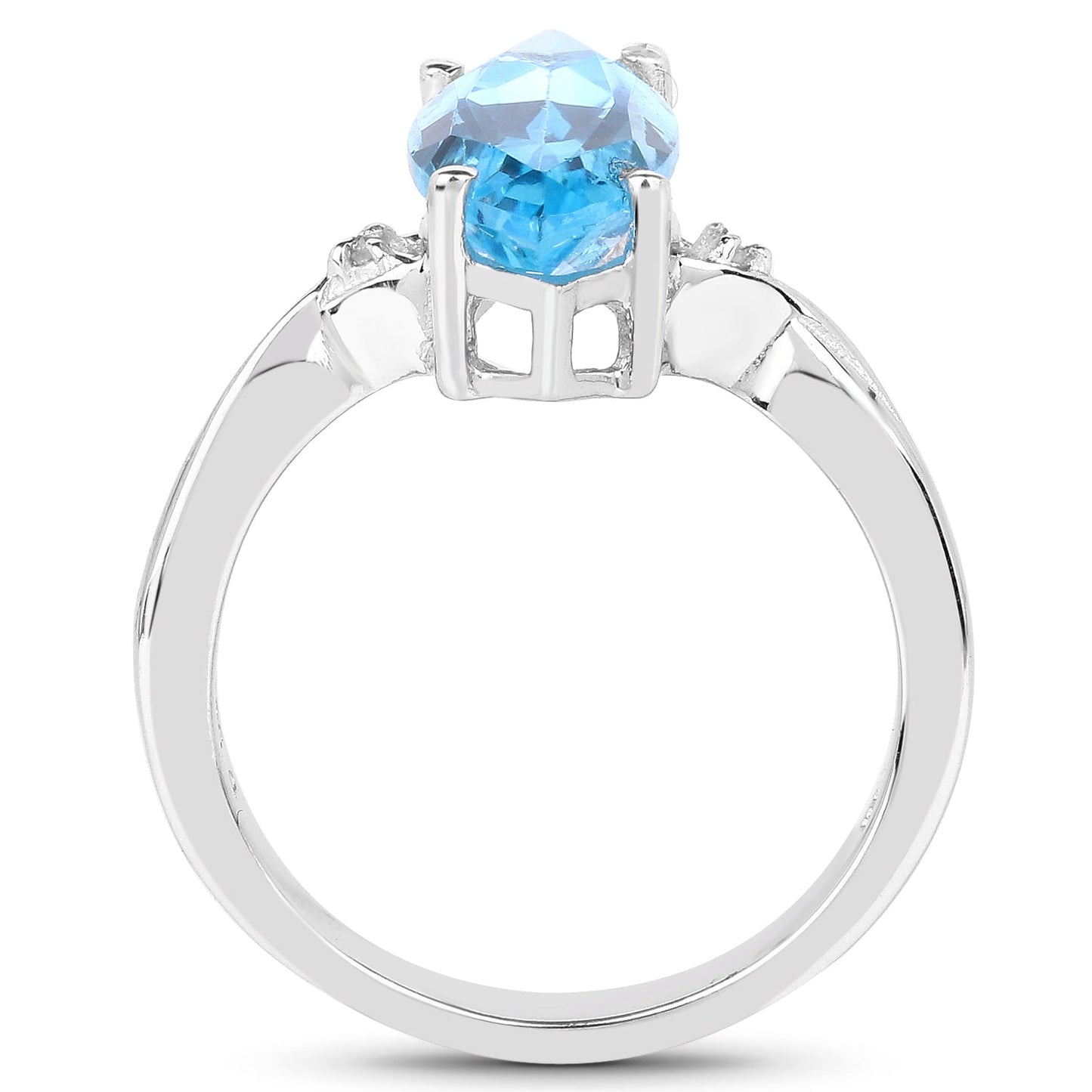 3.67 Carat Swiss Blue Topaz & Diamond Sterling Silver Ring