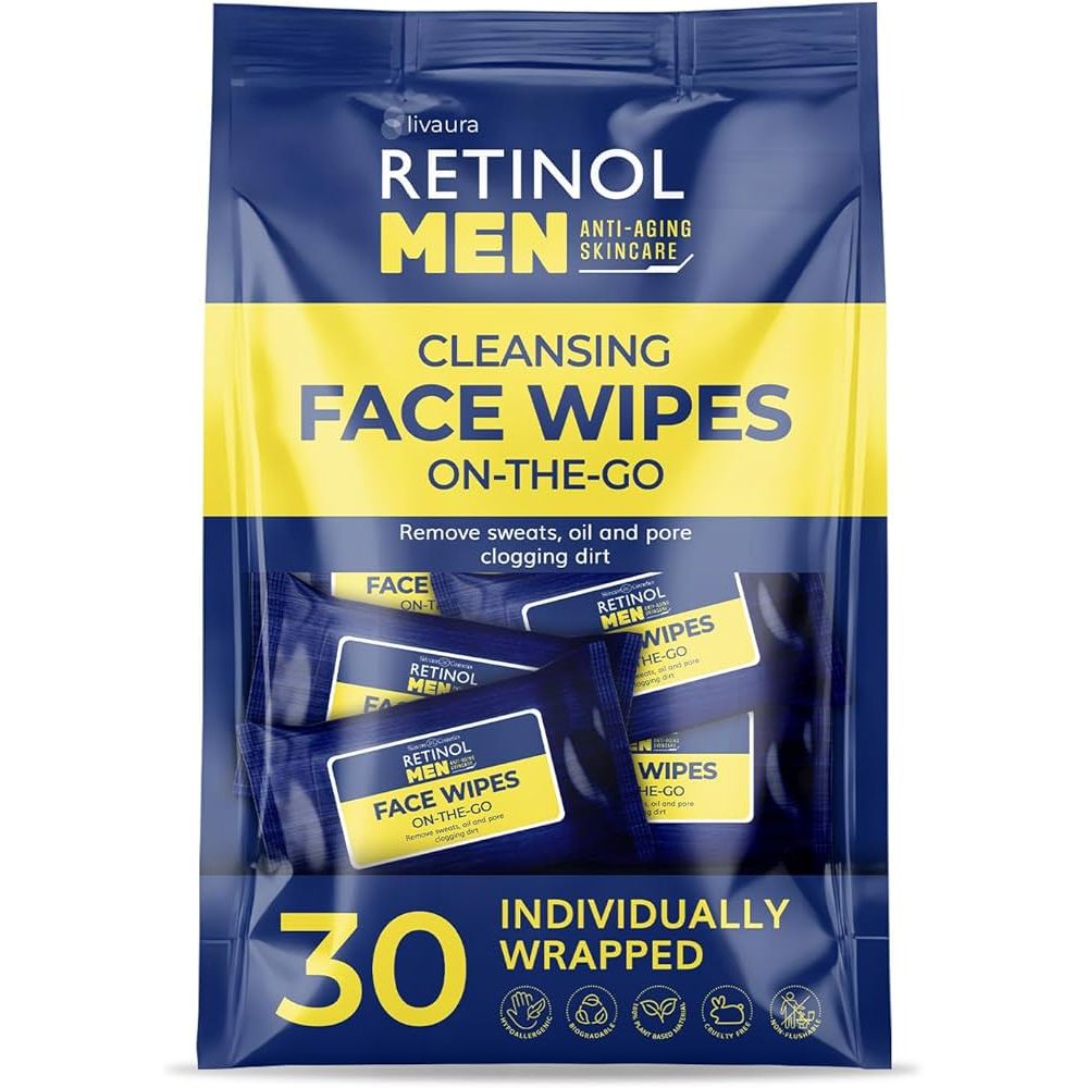 Lingettes nettoyantes pour hommes au rétinol - 30 unités