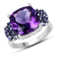 6.34 Carat Genuine Amethyst and Tanzanite Sterling Silver Ring