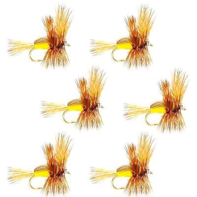 Barbless Yellow Humpy Dry Fly Set - Size 10 (6 Flies) - Korvel