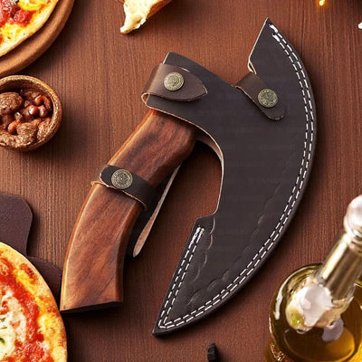 Viking-Style Pizza Cutter Axe – 8.5" Blade with Rosewood Grip - Korvel