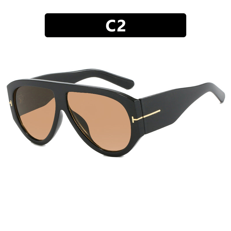 T-Shaped Large Frame Sunglasses - Personalized Women's Style