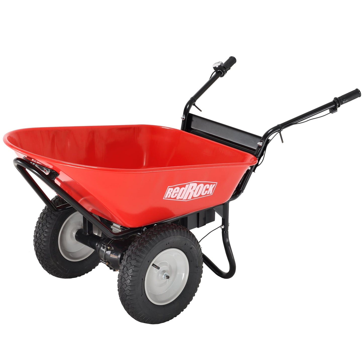 Red Rock Wheelbarrow Utility Cart Electric Powered AGM Battery 330lbs (150kgs) Max Capacity Barrel Dump Material Debris Hauler - Korvel