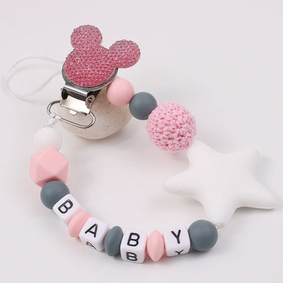 Five pointed star silicone pacifier chain pacifier chain baby products silicone pacifier clip baby teether anti-drop chain anti-drop belt - Korvel