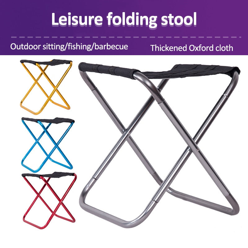 25*22.5*27cm Outdoor Aluminum Folding Stool Chair Small Fishing Stool Chair Portable Camping Outdoor Fishing Chair Fishing Tool - Korvel