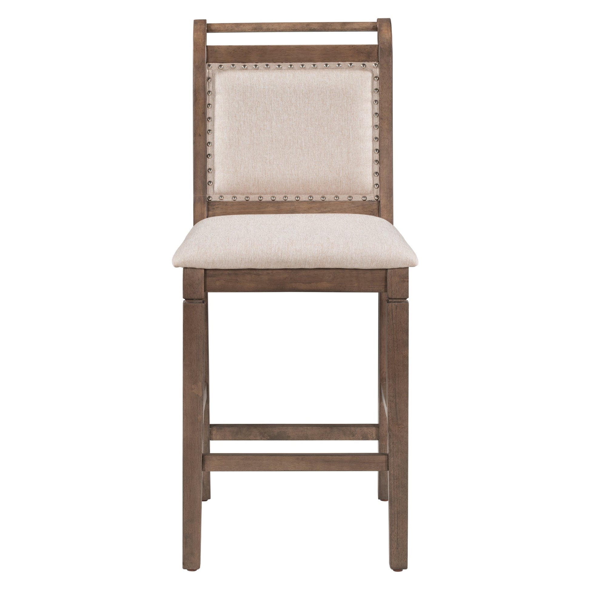 TOPMAX 3-Piece Wood Counter Height Drop Leaf Dining Table Set with 2 Upholstered Dining Chairs for Small Place, Brown - Korvel