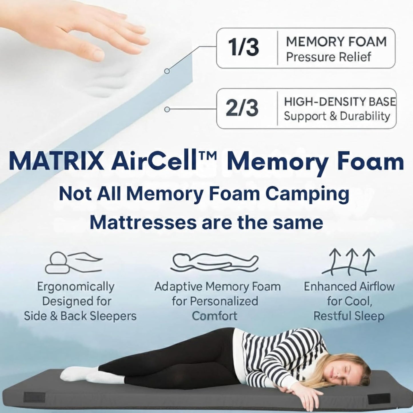Hazli Ultra Comfort Air-Cell Memory Foam Camping Mattress