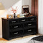 Modern 3 Drawer Bedroom Chest of Drawers with 7 Drawers Dresser, Clothes Organizer -Metal Pulls Black, 47.6″L x 15.7″W x 26.6″H - Korvel