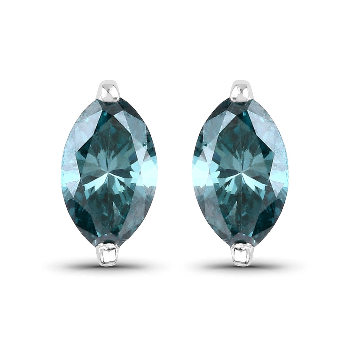 Boucles d'oreilles en diamant bleu véritable de 0,69 carat en or blanc 14K