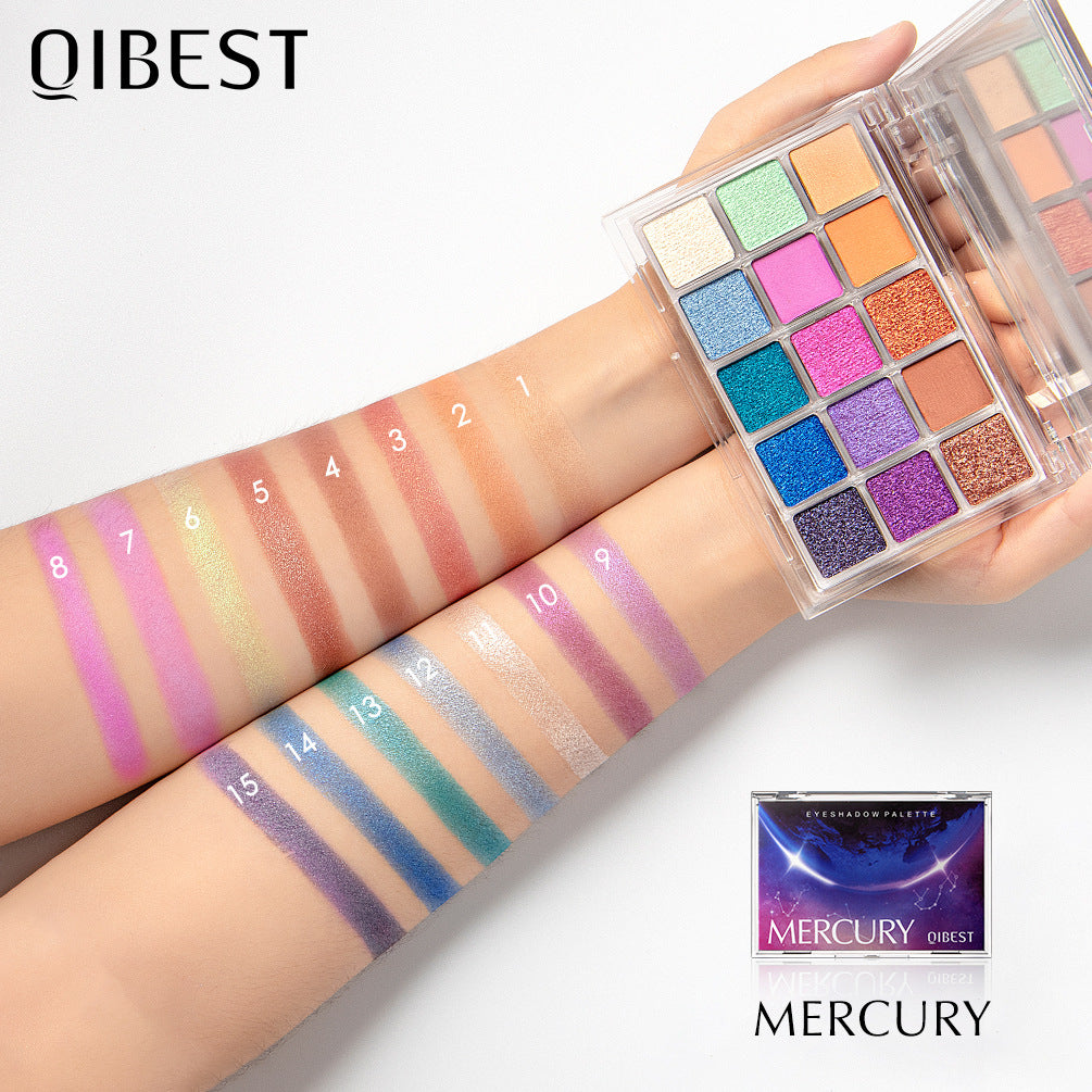 QIBEST Sombra de Ojos Estrellada - 15 Tonos Perlescentes Terrosos