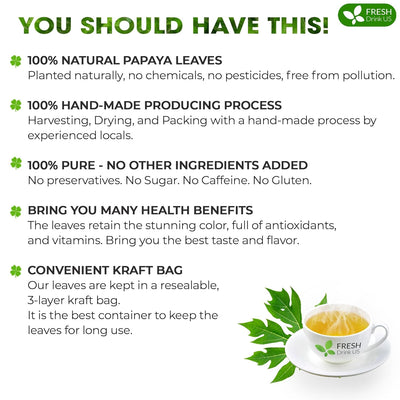 Premium Papaya Dried Leaves Herbal Tea - Caffeine-Free & Vegan