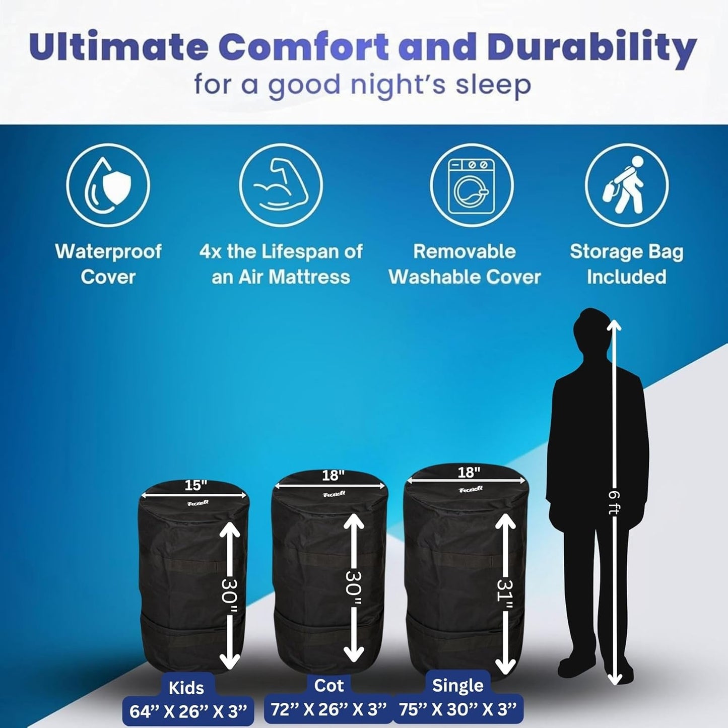 Hazli Ultra Comfort Air-Cell Memory Foam Camping Mattress