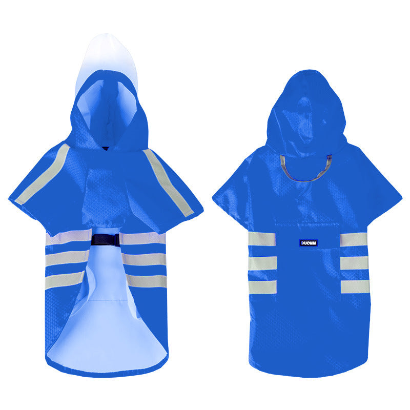 Large Dog Raincoat - Poncho Style Reflective Strip Pet Raincoat Windproof Waterproof Dog Hooded Raincoat - Korvel