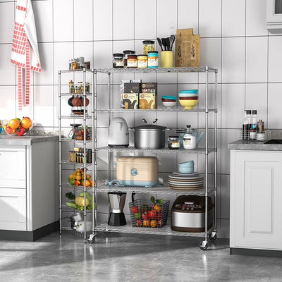 5 Tier 6000lbs Heavy Duty Adjustable Storage Rack Metal Shelf Wire Shelving Unit Chrome - Korvel