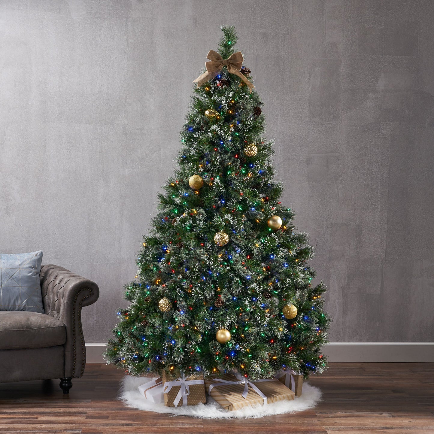 Árbol Mezclado de Cachemira y Pino Nieve de 7' con 900 Luces LED