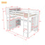 Wood Loft Bed with Cabinet and Bookshelf, Full Size Loft with Wardrobe and Desk for Kids,White - Korvel
