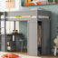 Wood Twin Size Loft Bed with Wardrobes and 2-Drawer Desk with Cabinet Gray - Korvel