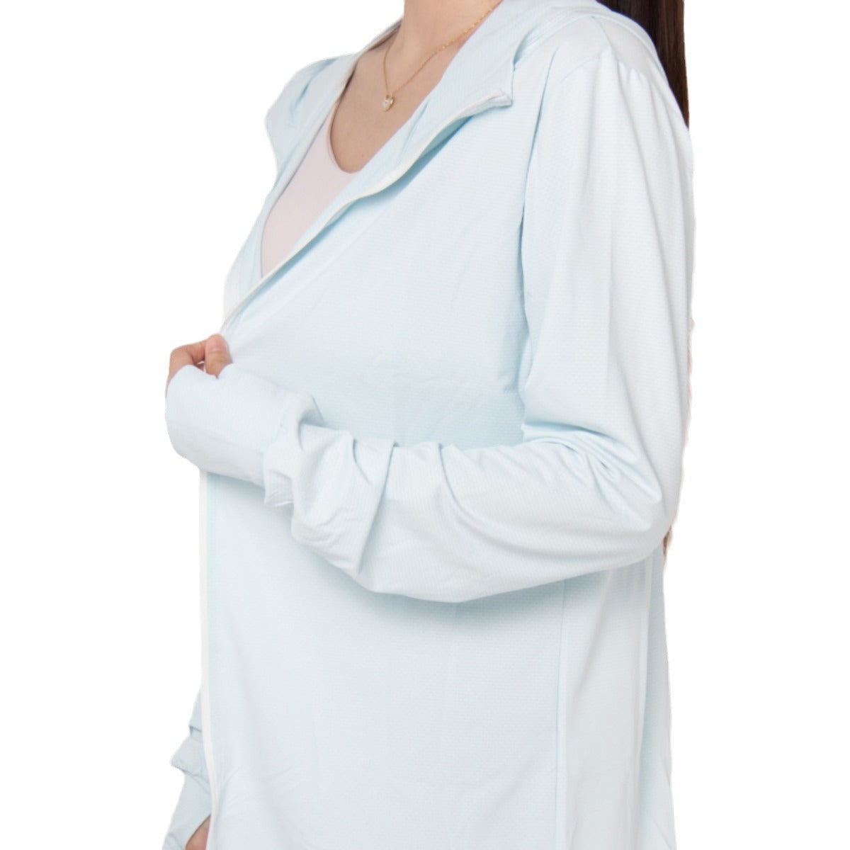 Cardigan à capuche tricoté protecteur UV
