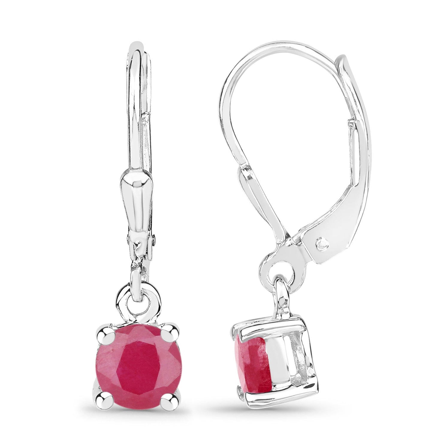 Pendientes de Rubí Genuino de 1.20 Quilates en Plata Esterlina .925