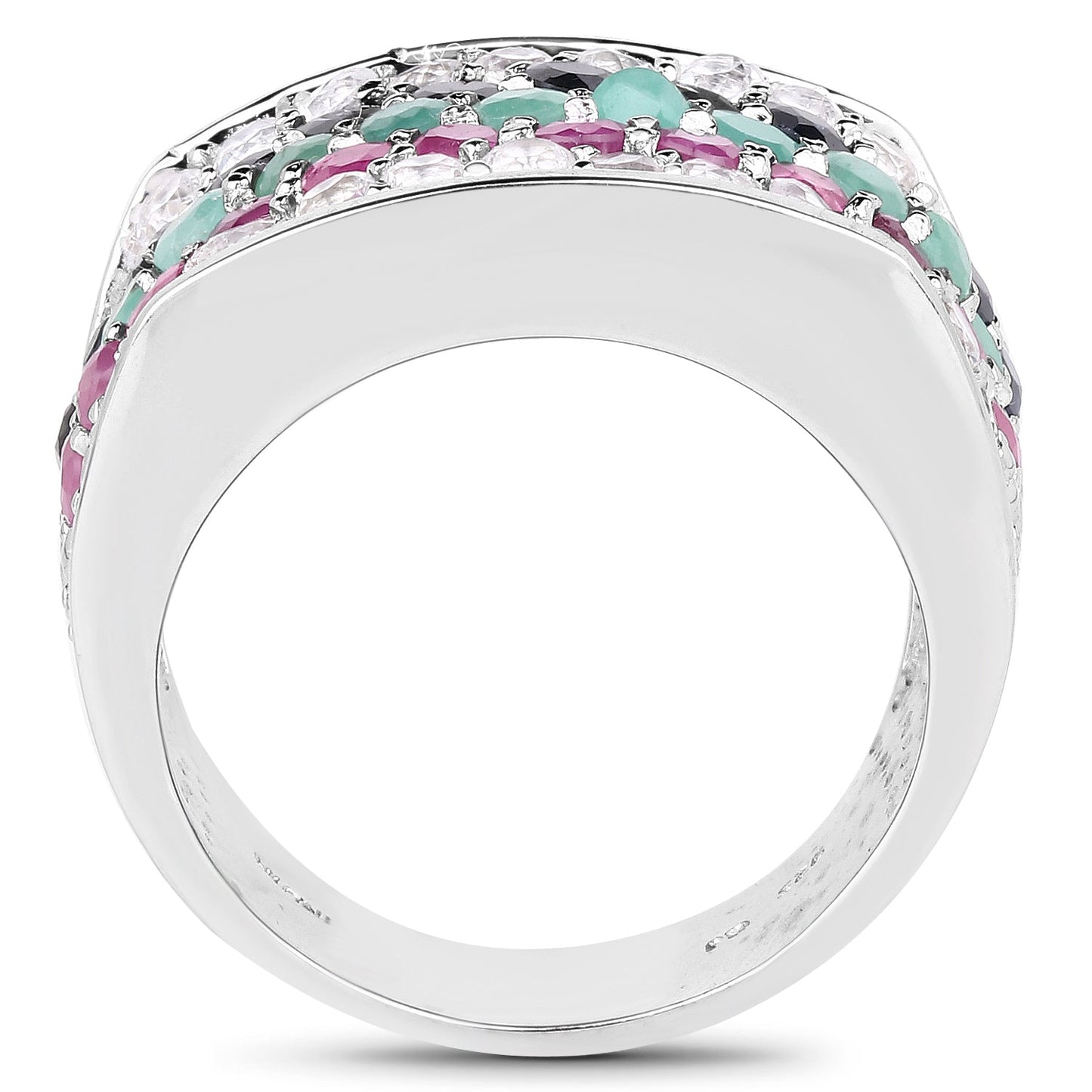4.28 Carat Multi Stone .925 Sterling Silver Engagement Ring