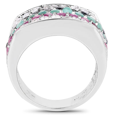 4.28 Carat Multi Stone .925 Sterling Silver Engagement Ring