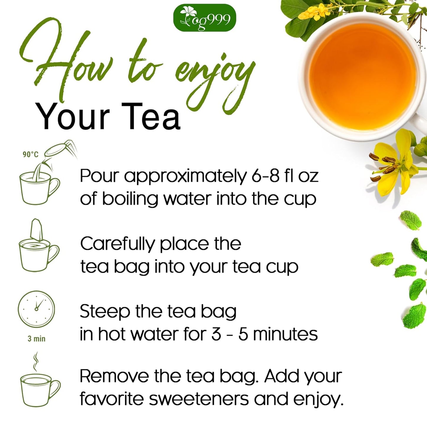 Bolsitas de té premium de menta y sen. Té natural para aliviar el estreñimiento. 