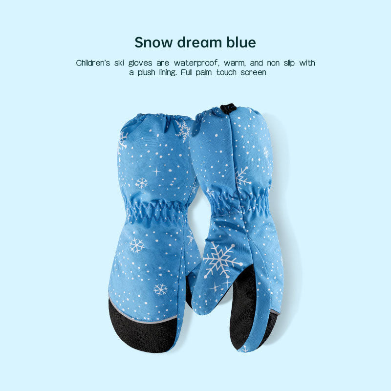 Winter children skiing gloves cycling waterproof windproof cashmere thick warm gloves children - Korvel