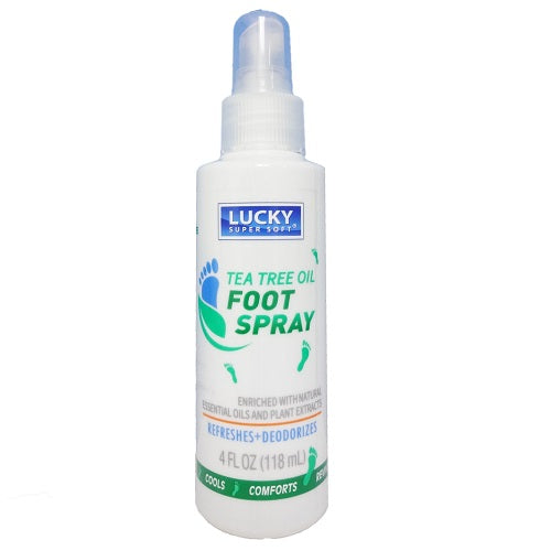 Spray para pies Lucky Super Soft con aceite de árbol de té - 4 oz