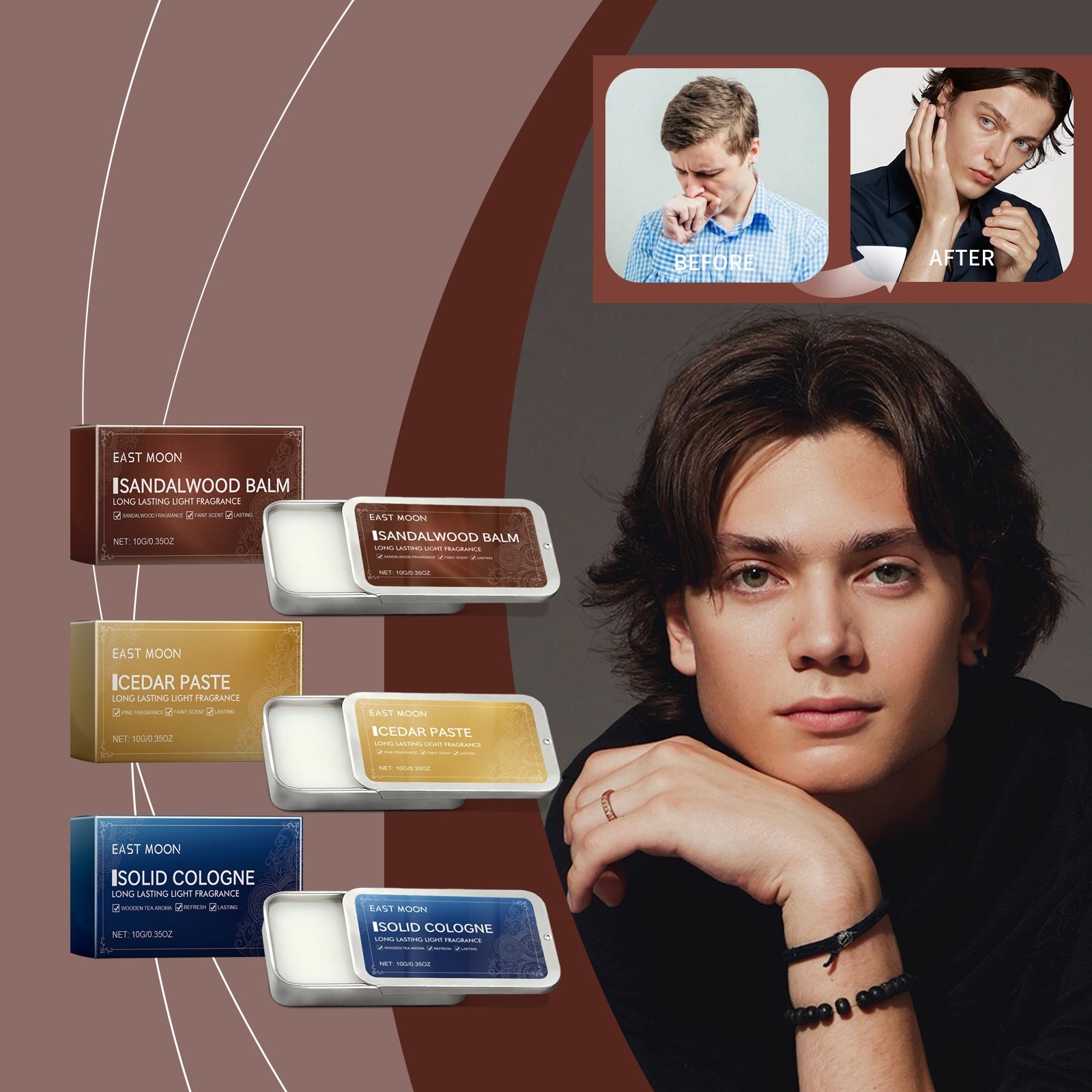 Men's Solid Balm Portable Solid Balm For Long-Lasting Fragrance Refreshing And Non-Sticky - Korvel