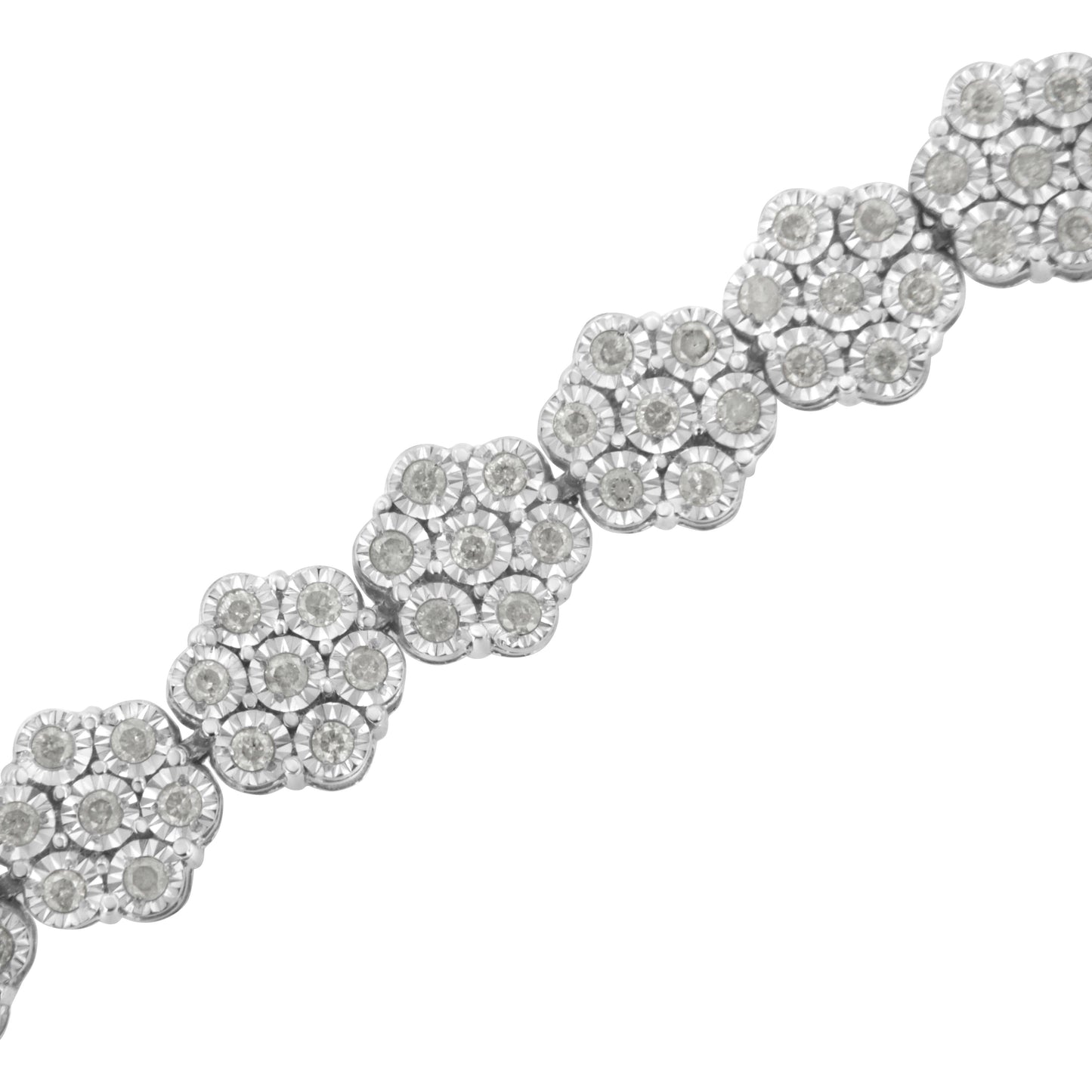 Pulsera de eslabones en flor con diamantes de plata esterlina .925 - 7.25"