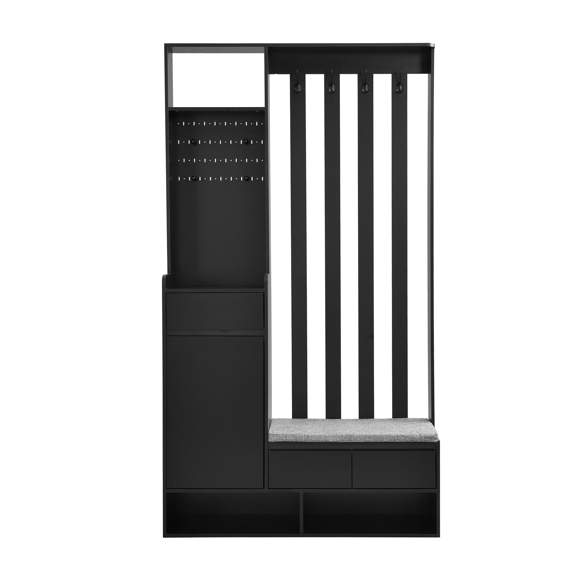39.3'W70.8'H multifunctional corridor shoe cabinet with soft padded nail board and black hanger with entrance hook - Korvel