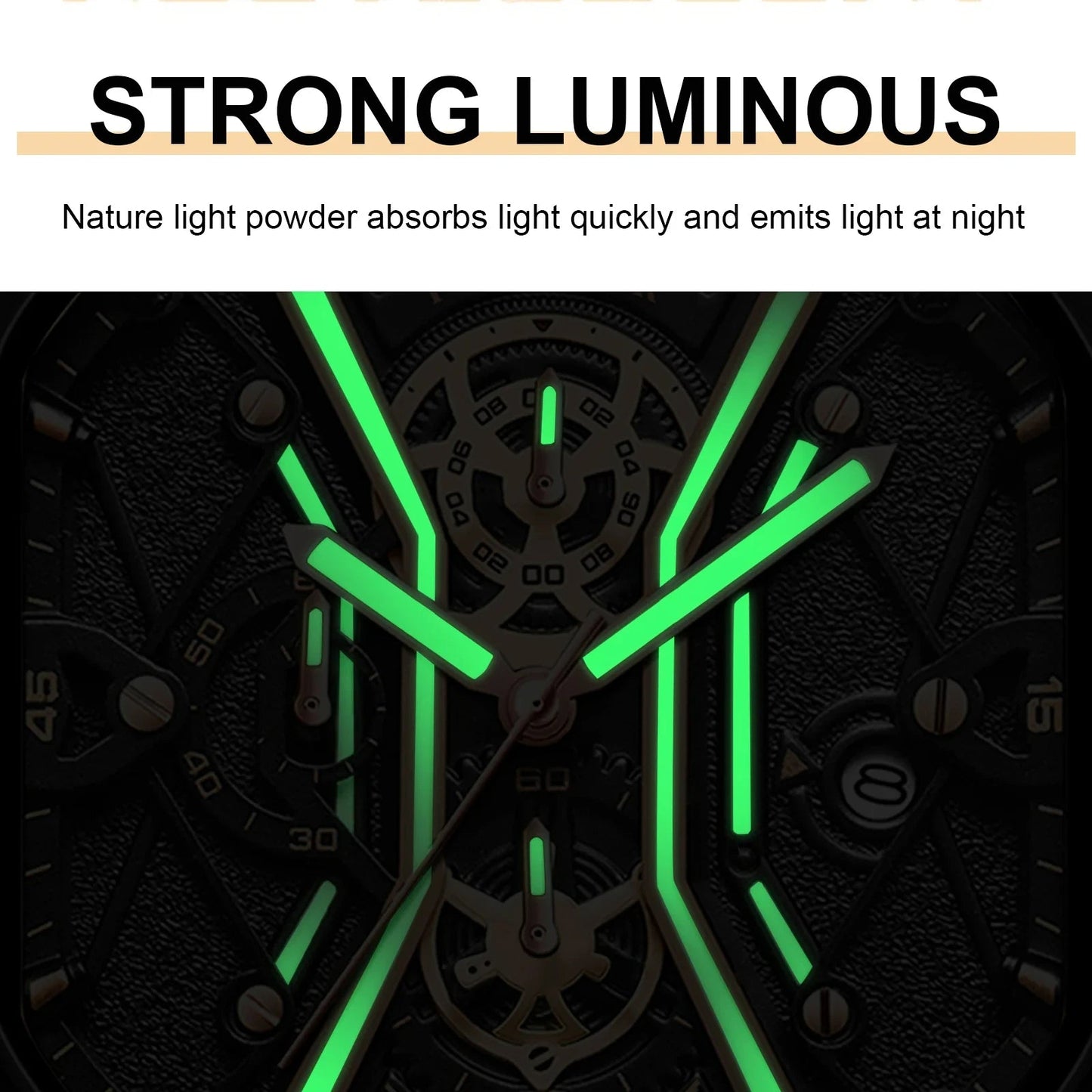 POEDAGAR Fashion Men Luxury Wristwatches Chronograph Luminous Waterproof Date Man Watch Square Dial Leather Quartz Men's Watches - Korvel