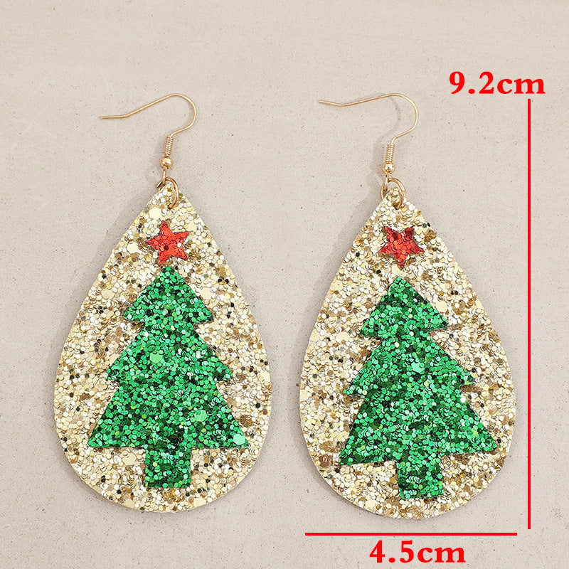 PU Leather Christmas Tree Earrings - Korvel