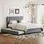 Queen Size Velvet Upholstered Platform Bed with 2 Drawers and 1 Twin XL Trundle- Gray - Korvel
