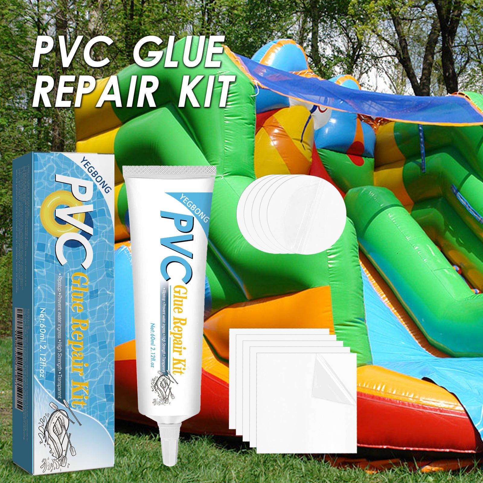 Pool Repair Kit, Swimming Ring Air Cushion Tent Crack Leakage Waterproof Transparent Adhesive Repair Subsidy - Korvel