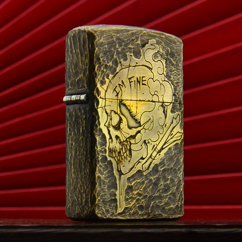 ZORRO Brass Skull Kerosene Lighter
