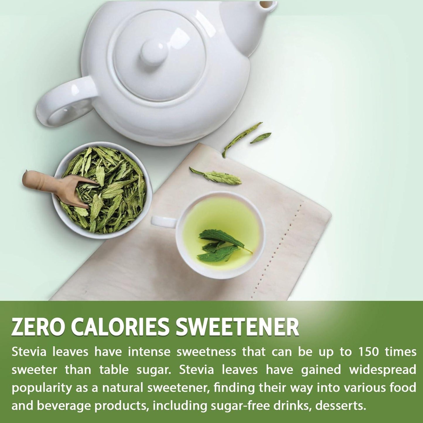 Stevia Leaf, Whole Dried Leaves, Tea Bags, Powder, 100% Natural and Pure from Stevia Leaves. Sugar Substitute for Tea, Coffee. Loose Leaf Stevia Herbal Tea. Zero Calorie Sweetener. No Sugar, No Caffeine, No Gluten, Vegan. - Korvel