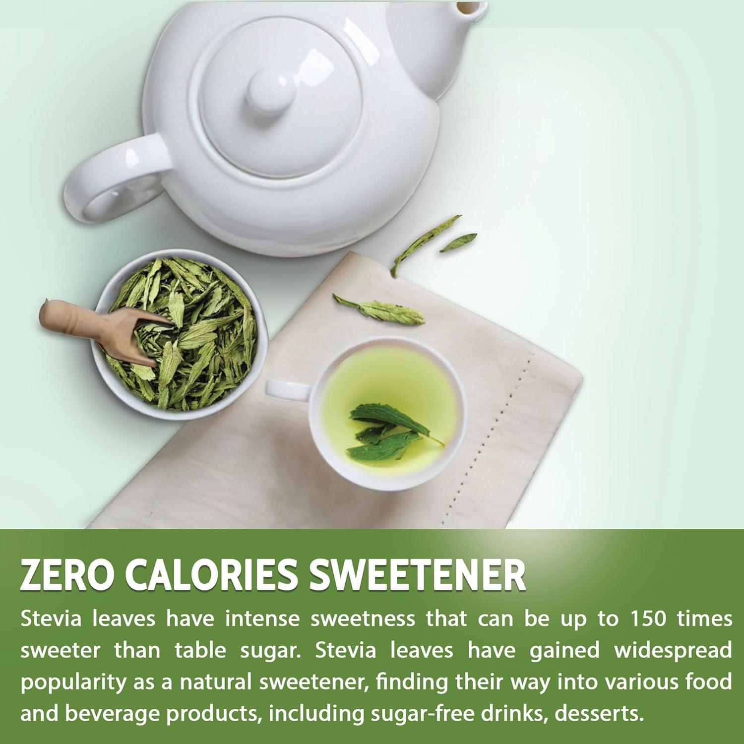 Stevia Leaf, Whole Dried Leaves, Tea Bags, Powder, 100% Natural and Pure from Stevia Leaves. Sugar Substitute for Tea, Coffee. Loose Leaf Stevia Herbal Tea. Zero Calorie Sweetener. No Sugar, No Caffeine, No Gluten, Vegan. - Korvel