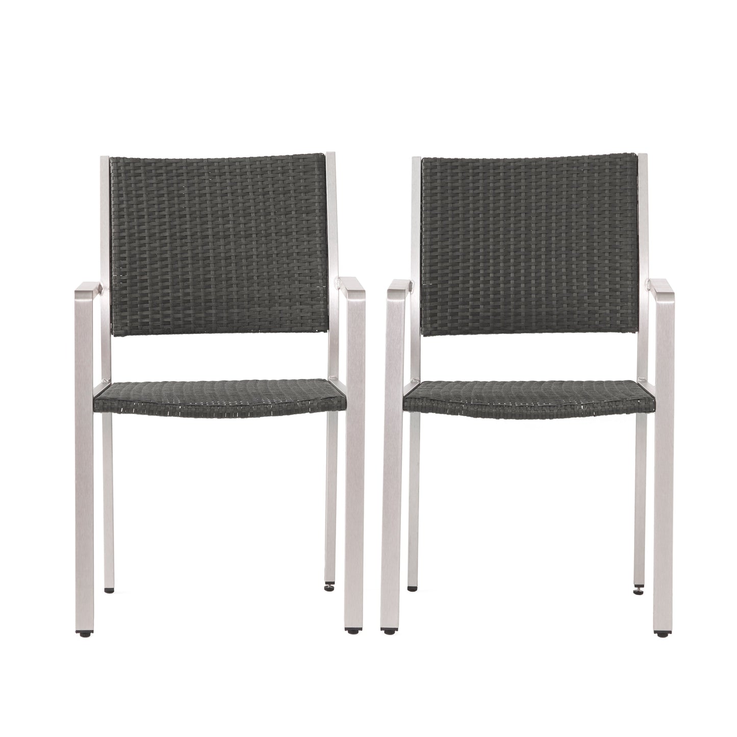 Cape Coral Outdoor Wicker Dining Chairs - 2-Pcs Set, Grey