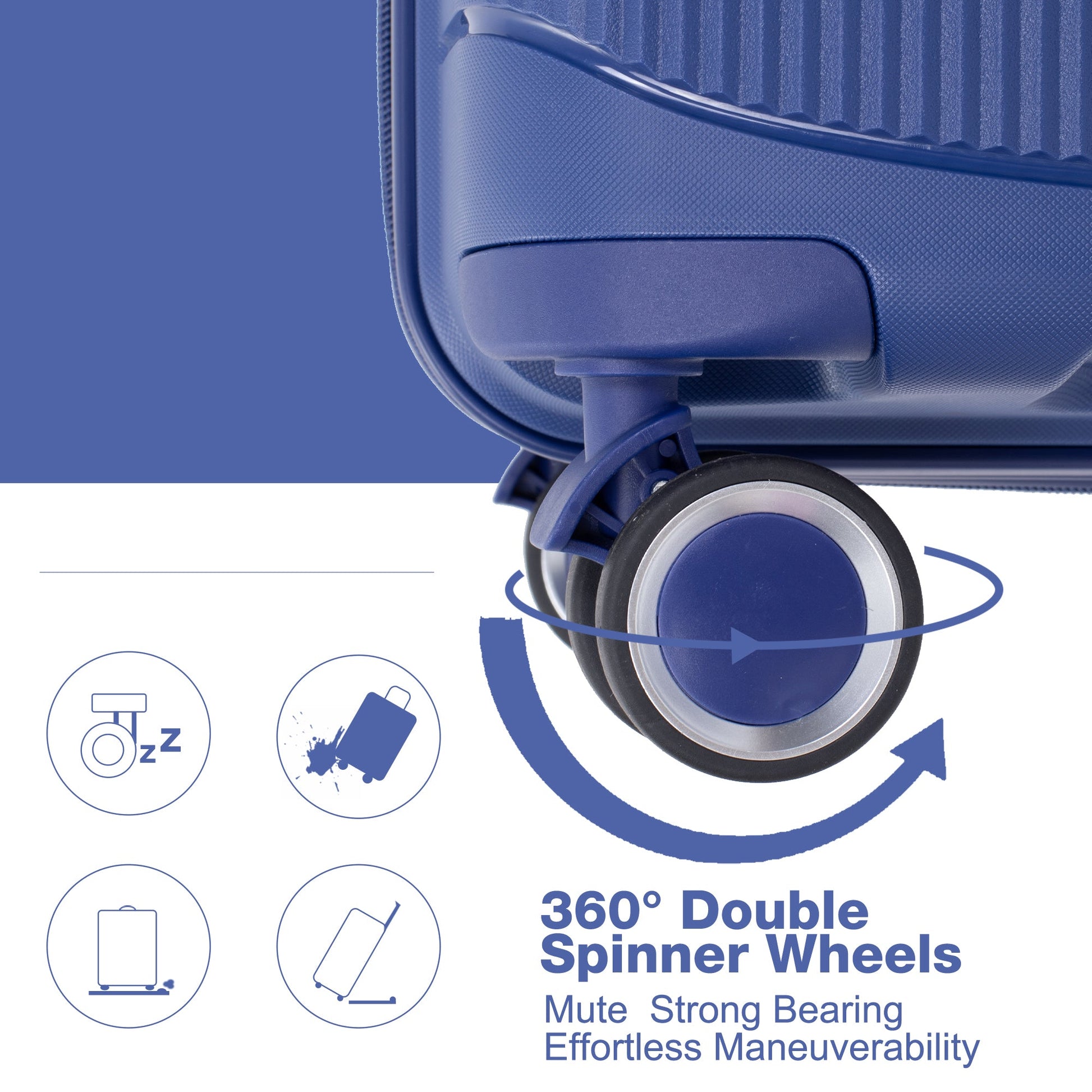 Expandable Hardshell Suitcase Double Spinner Wheels PP Luggage Sets Lightweight Durable ,3-Piece Set (20/24/28) ,Navy - Korvel